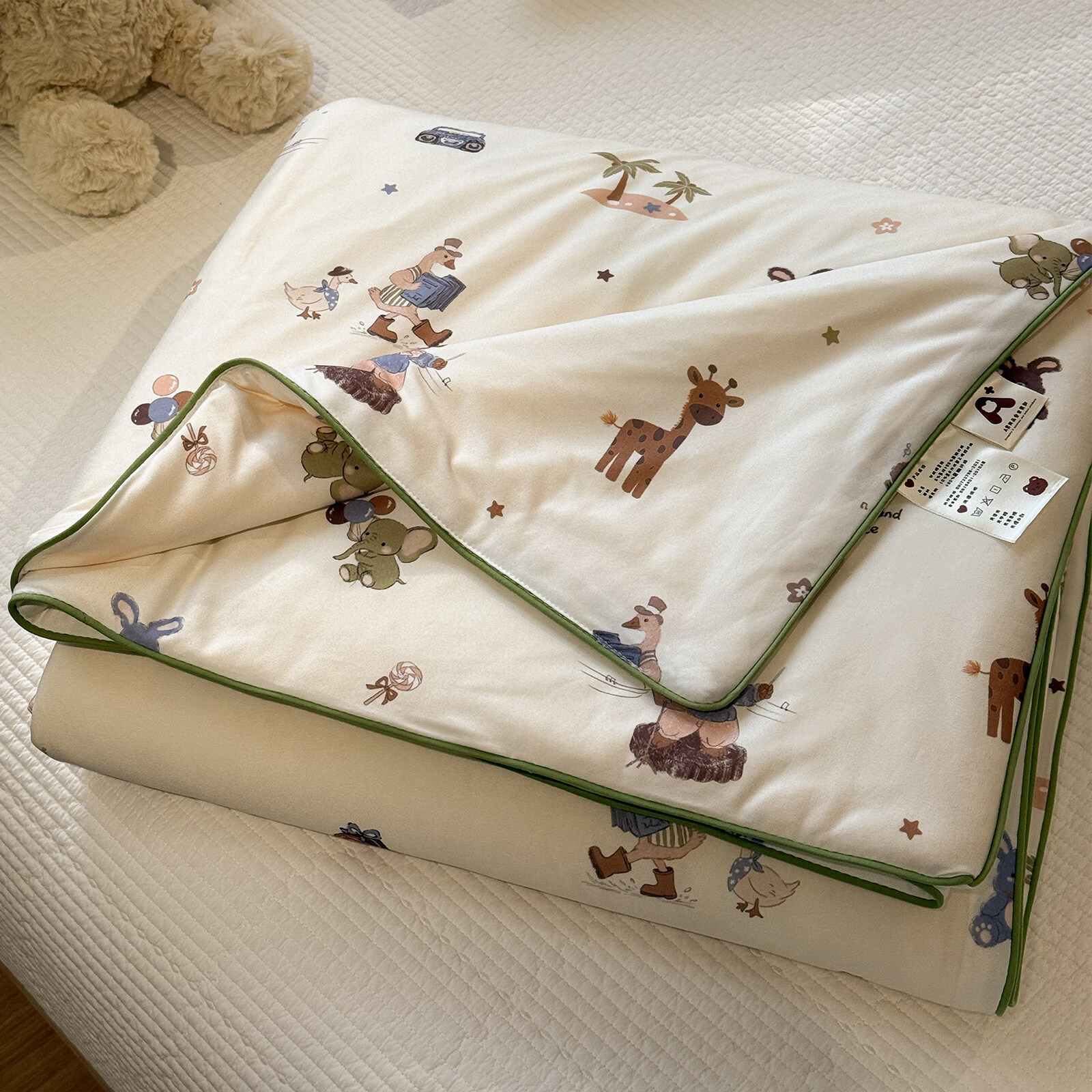 苏萱针织棉大豆纤维夏被夏季夏凉被空调被可机水洗单双人2026新款热卖 动物城 儿童夏被-110*150cm