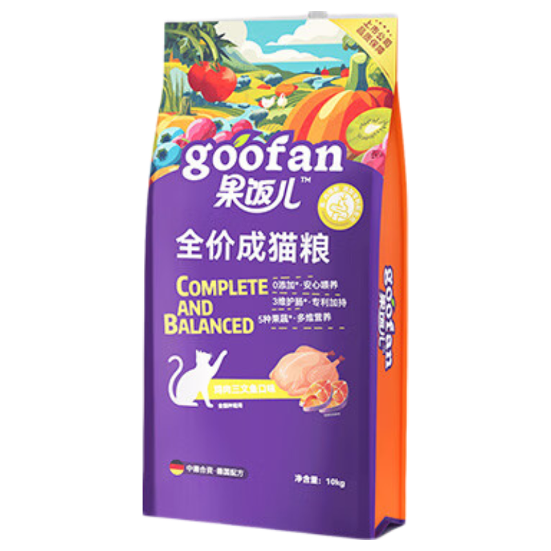 顽皮（Wanpy）果饭儿畅轻系列全价猫粮鸡肉三文鱼口味10kg 护肠营养主食干粮