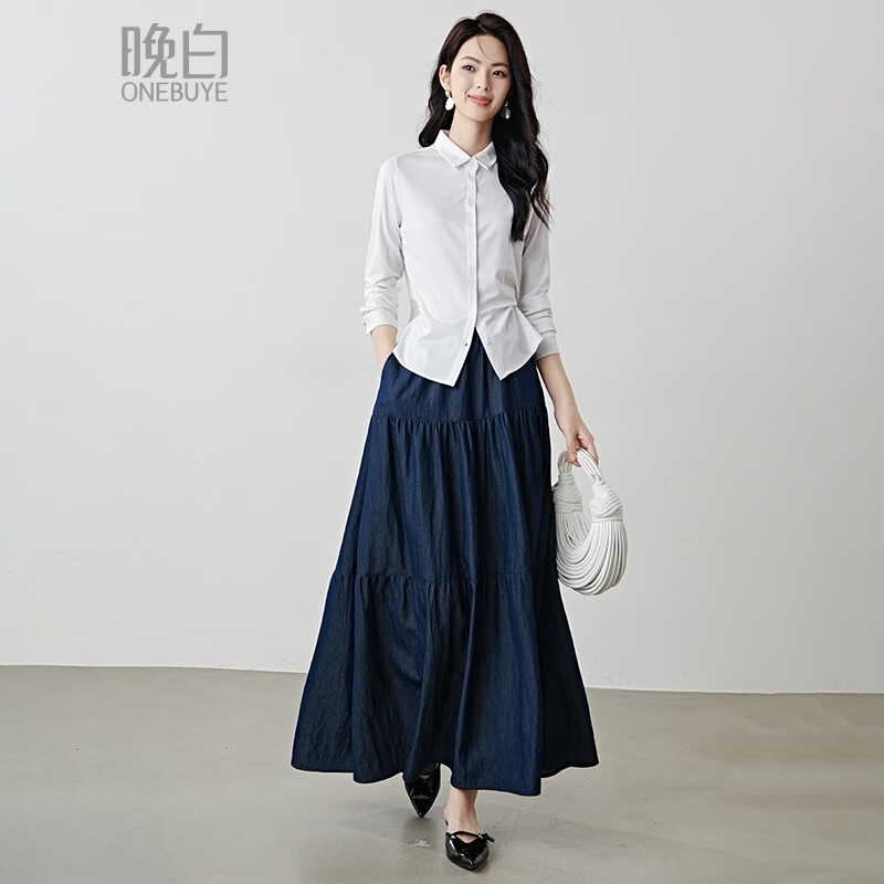 晚白【新品】2026年春款经典棉感柔软小领上衣面试公考职业白衬衫女 白色 M