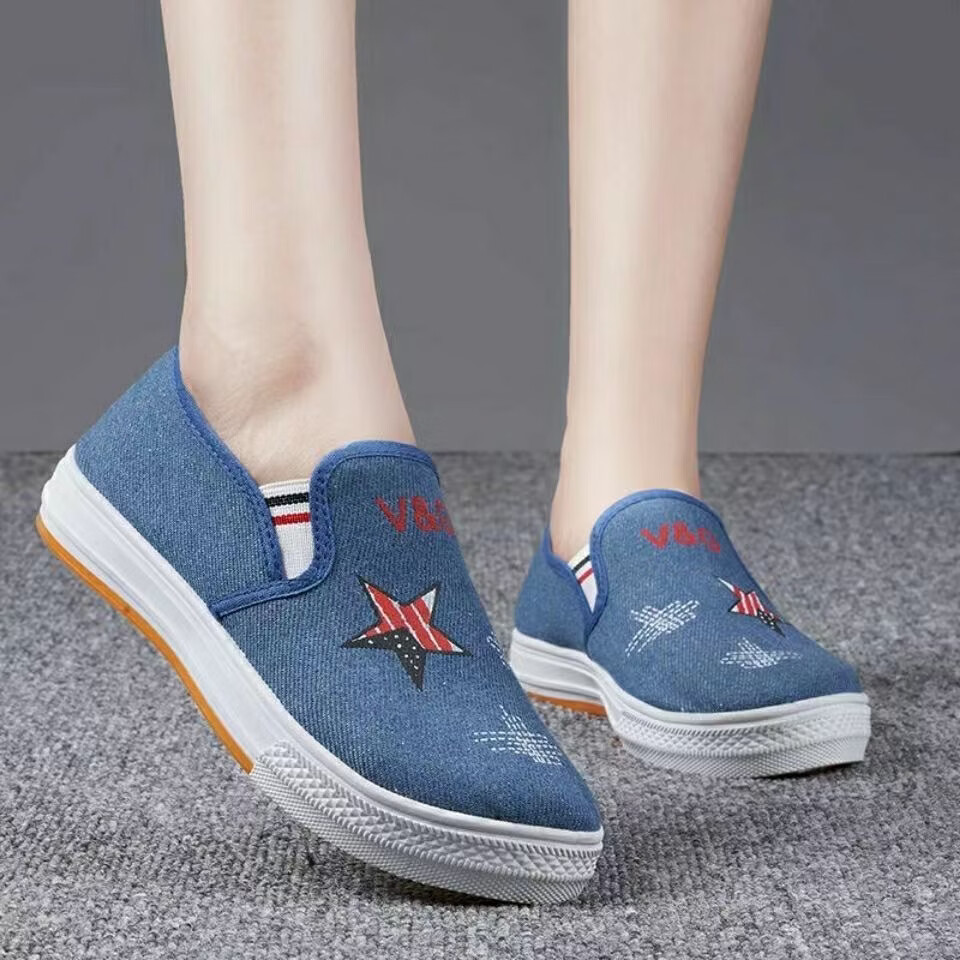 福虹辰2026春秋新款老北京布鞋松紧布鞋防滑加厚帆布鞋耐磨时尚百搭Z 帆布-浅蓝色 36