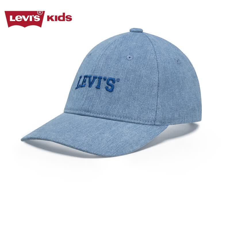 李维斯儿童鸭舌帽牛仔中性帽男童女童秋季百搭遮阳帽子 静谧蓝