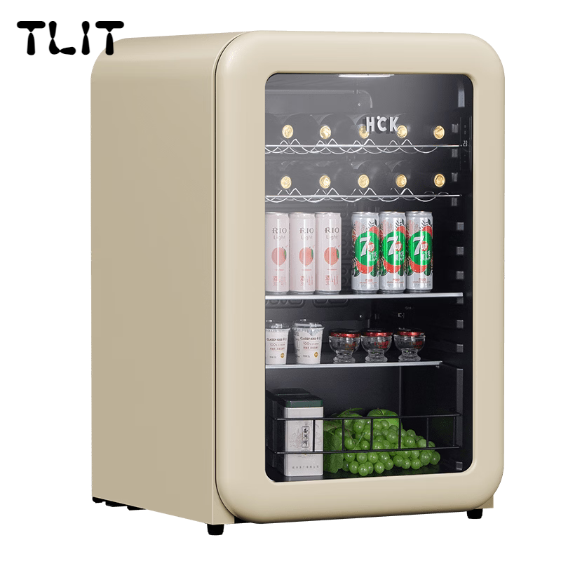 SHXI日本进口品质冰吧家用小型复古饮料水果红酒冷藏客厅冰箱 摩登黄