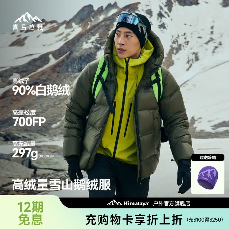 喜马拉雅雨崩鹅绒服700蓬90绒-25°C徒步穿越专业户外防风羽绒服 草木绿 草木绿 700蓬90鹅绒-25°C L 充绒量285g