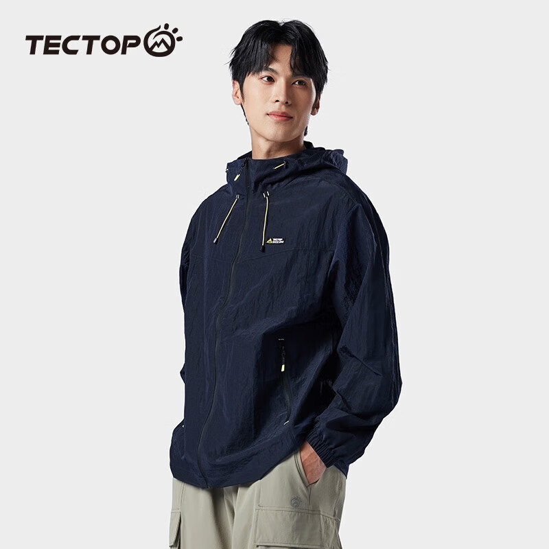 探拓（TECTOP）防晒衣服男士UPF50+防紫外线2024夏季轻薄透气户外钓鱼皮肤衣外穿 深藏青【男款【轻薄防晒 S