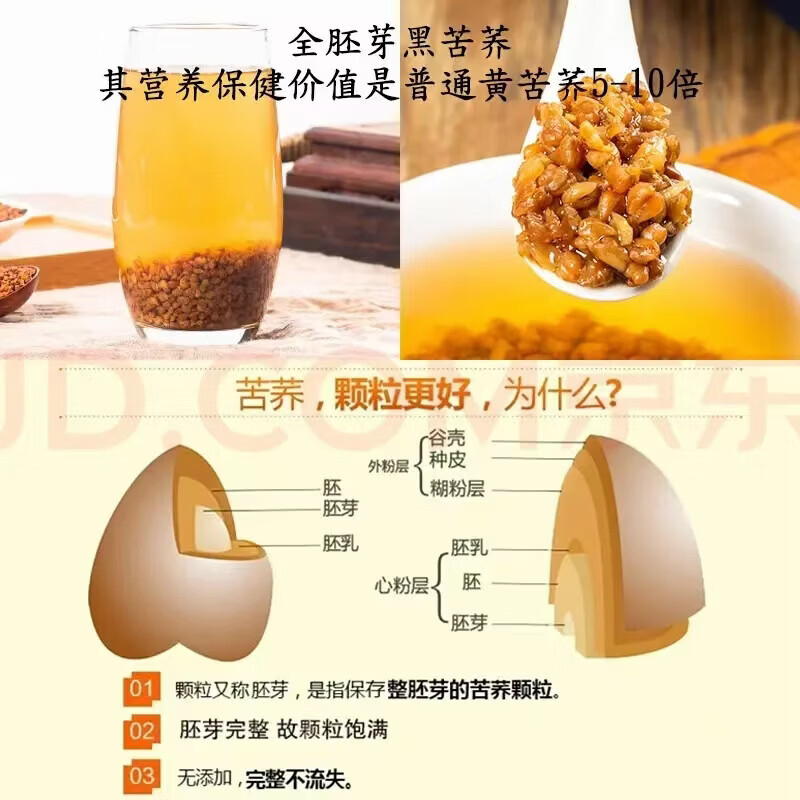 同仁堂（TRT）出口级正宗黑苦荞四川大凉山全胚芽黑珍珠高海拔无硫滋补养生茶饮 黑珍珠苦荞茶 300g*2罐 消食化滞