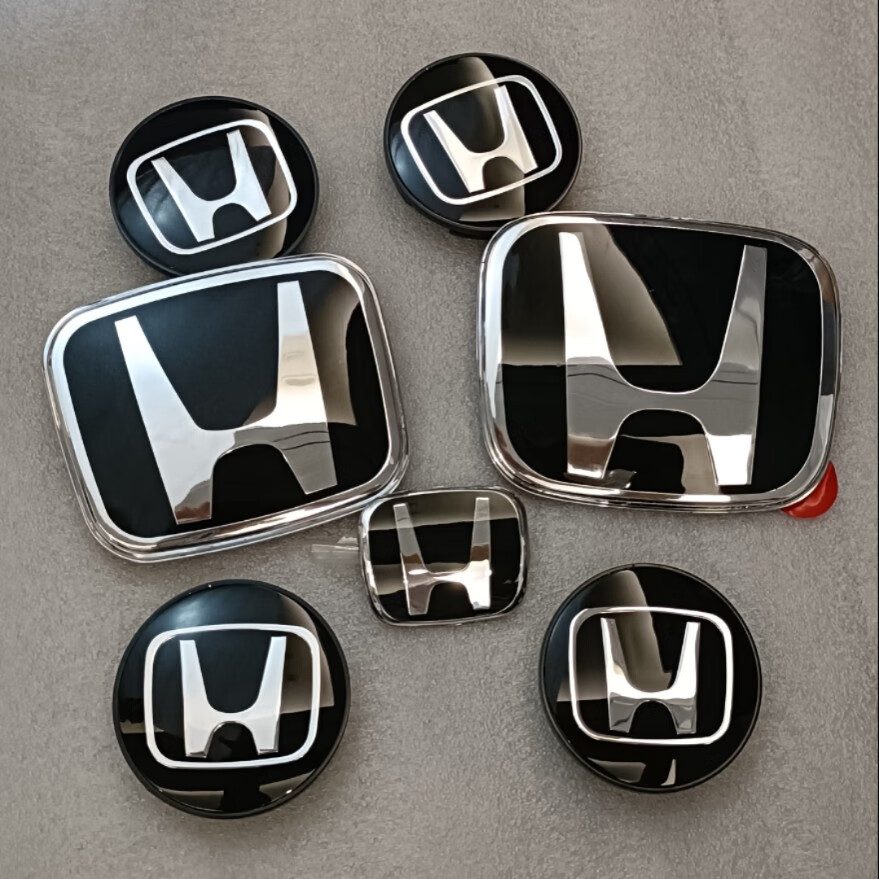 适用于本田型格中网车标十代雅阁思域飞度改装黑武士镜面黑色水晶粘贴