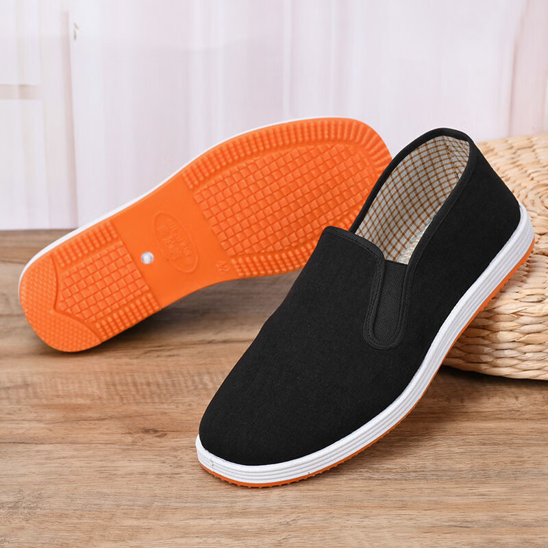 福虹辰2026新款老北京布鞋塑胶牛筋底低帮军单注塑橡胶黑布鞋低跟百搭Z 黑底-A01 36