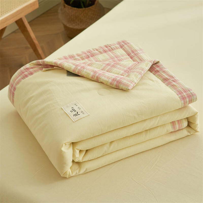 恒源祥空调被 100%新疆棉夏季A类吸湿透气宿舍居家裸睡亲肤夏凉被四件套 柠檬黄【A类全棉】 150cm*200cm【夏被单件】