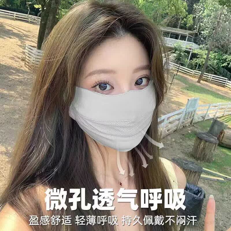 防晒口罩女高颜值2026新款护眼角骑行遮阳全脸面罩冰丝夏 UPF50+【深空灰】护眼周