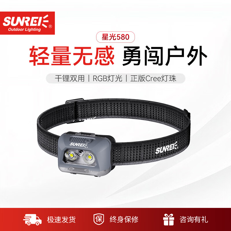 山力士星光580高海拔攀登山头灯IPX8远射锂电户外超长续航干锂双用头灯