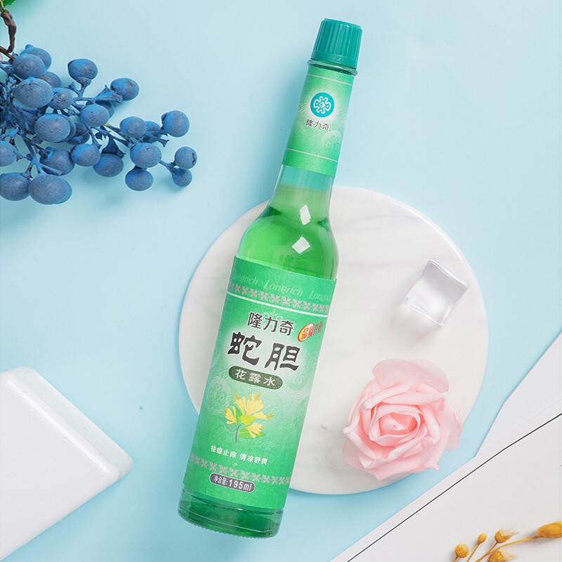 隆力奇花露水驱蚊水蛇胆经典款老式玻璃瓶清凉祛痱止痒安心驱蚊 蛇胆195ml*3瓶