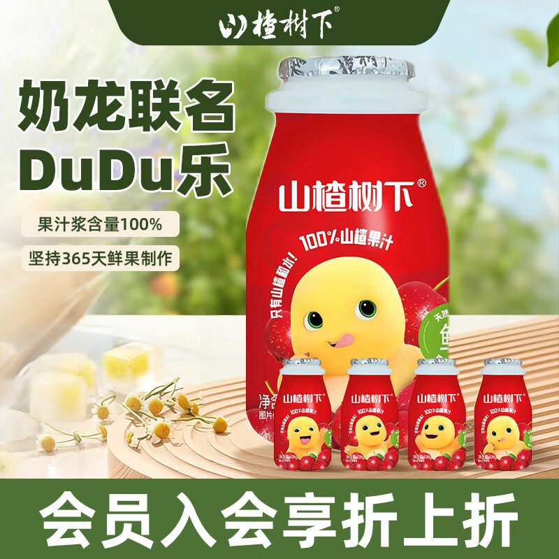 山楂树下dudu乐138g奶龙联名100%山楂果汁儿童饮料口感酸甜小巧便携装 奶龙dudu乐138g*12瓶【尝鲜】