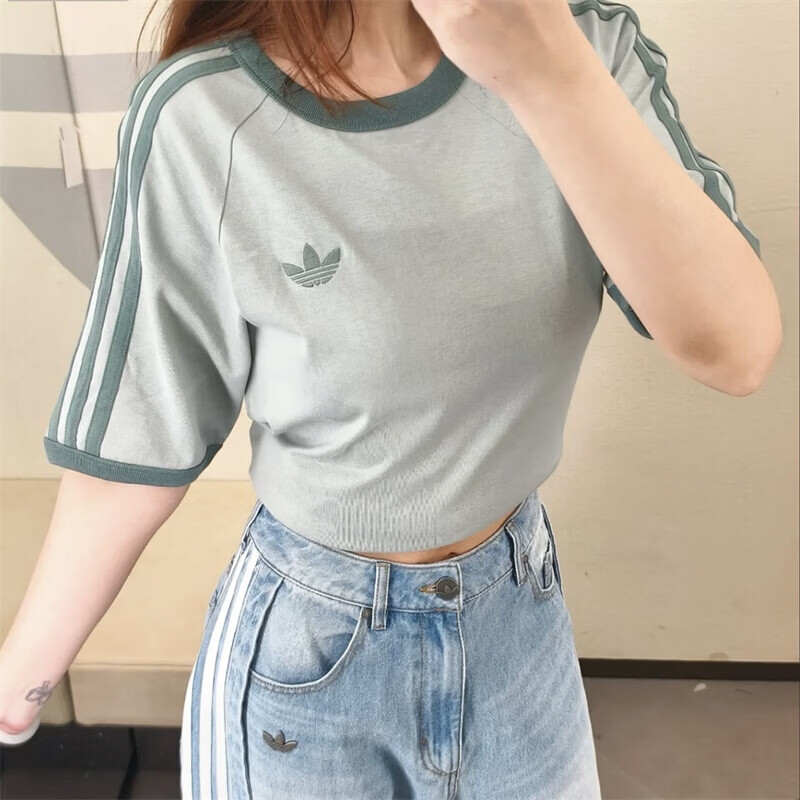 阿迪达斯（adidas）三叶草 t恤男2026春季新款潮流条纹圆领百搭休闲上衣宽松运动短袖 KG6322 M