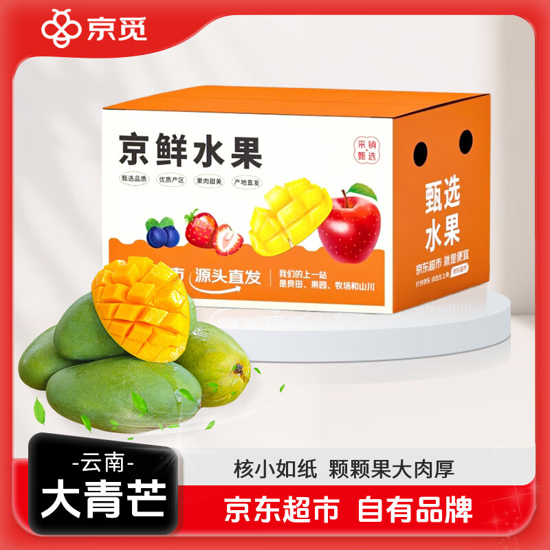 京觅云南大青芒 净重5斤 单果500g+ 新鲜水果生鲜应季甜芒果 源头直发