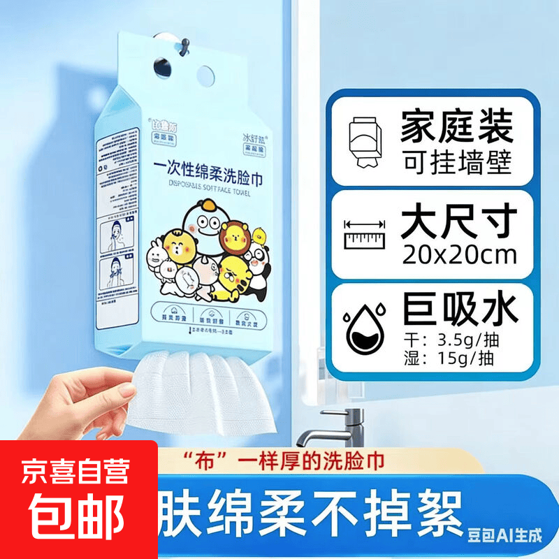 比鲁斯一次性洗脸巾可挂墙悬挂式 加大加厚600g大包装化妆棉柔巾z 常规款 600克 *1包【尝鲜体验】