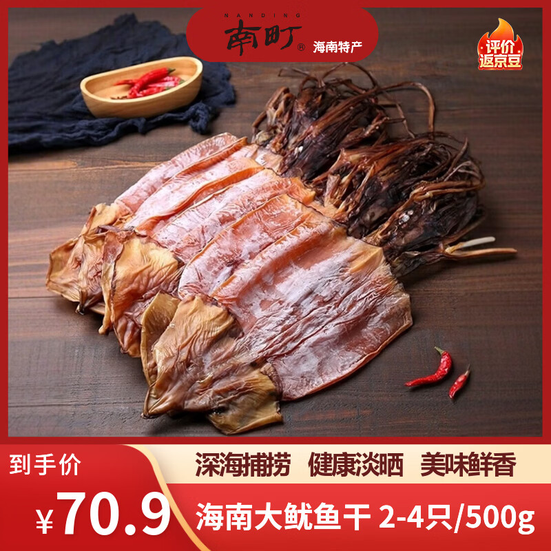 南町【海南鱿鱼王】淡晒鱿鱼干2-4只/净重500g  烧烤海鲜干货源头直发