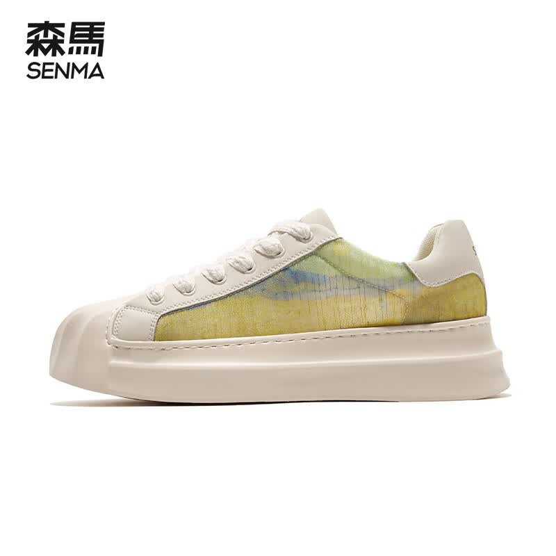 森馬（senma）男鞋贝壳头帆布鞋春夏户外运动鞋低帮板鞋休闲鞋 米绿色 40