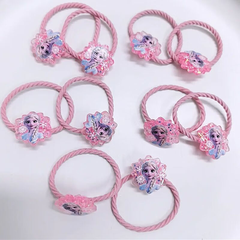小女孩新蓝色艾莎公主发绳甜美花花头绳组合小公主扎头发高弹皮筋 粉色爱莎5对 1个 京东折扣/优惠券