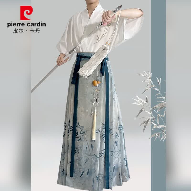 皮尔卡丹(pierre cardin)汉服女明制刺绣新中式国风马面裙日常2026夏季薄款一整套复古风 刺绣短袖+马面裙+衬裙 M