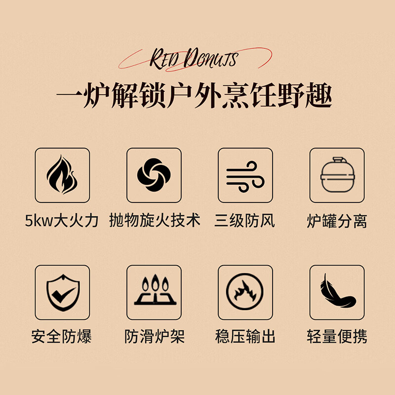 THOMSON卡式炉大火力户外便携式围炉煮茶防风燃气灶卡斯炉猛火露营HY05 红色 217*209*108mm