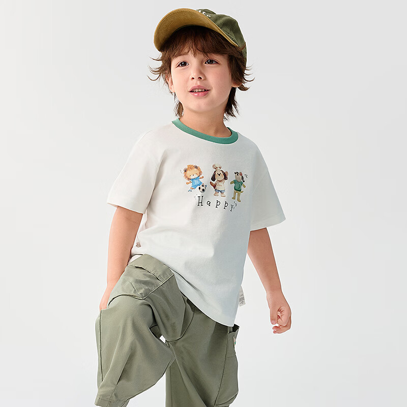 巴拉巴拉童装宝宝短袖t恤婴儿男童女童上衣夏装甜美时尚洋气清新衣服萌 本白10101-208225117111 100