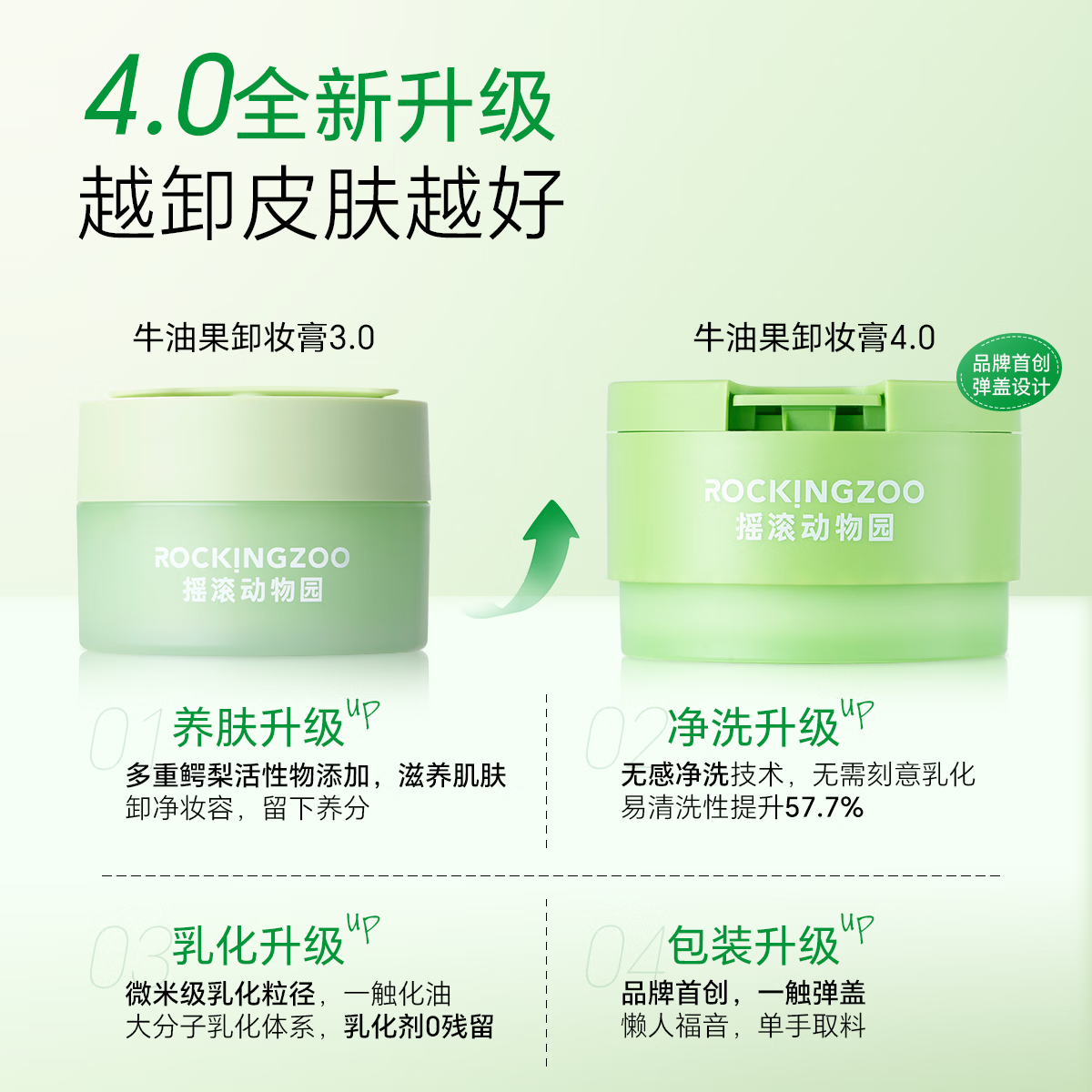 摇滚动物园卸妆膏旅行便携装乳化快温和清洁不残留清爽不油男女夏 卸妆膏组合旅行装 40ml