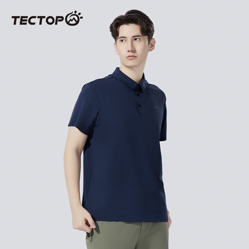 探拓（TECTOP）户外速干短袖POLO衫男春夏透气弹力运动吸汗打底衫商务休闲T恤男 碧城色【polo衫T恤 S