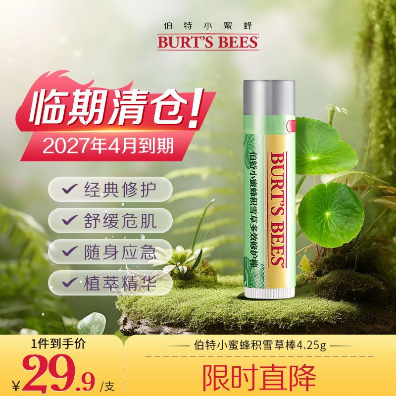 伯特小蜜蜂便携积雪草棒4.25g多效天然舒缓蚊虫叮咬滋润清凉 效期至27年4月