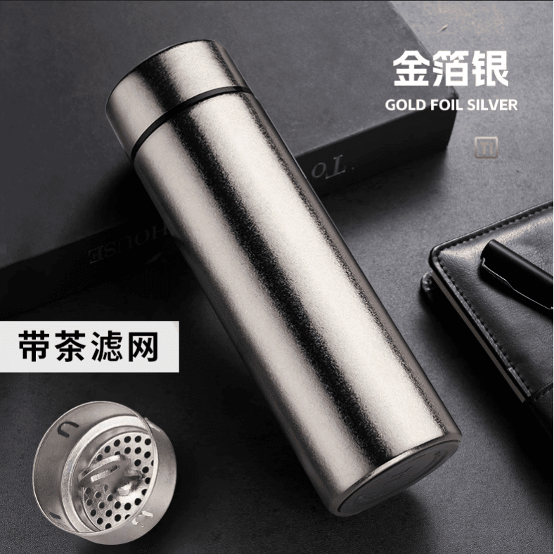 物生物品质同款纯钛保温杯焖茶水杯车载商务钛杯子批量定制生日送礼纯钛 【全钛杯身 带茶隔】金箔银Ti【支持定制】