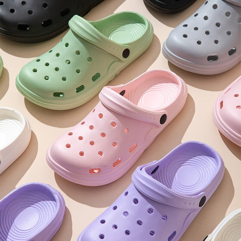 福虹辰2026年新款洞洞鞋夏季外穿厚底防滑时尚百搭透气学生卡通舒适Z EVA洞洞鞋裸鞋-白色 36-37 适合35-36