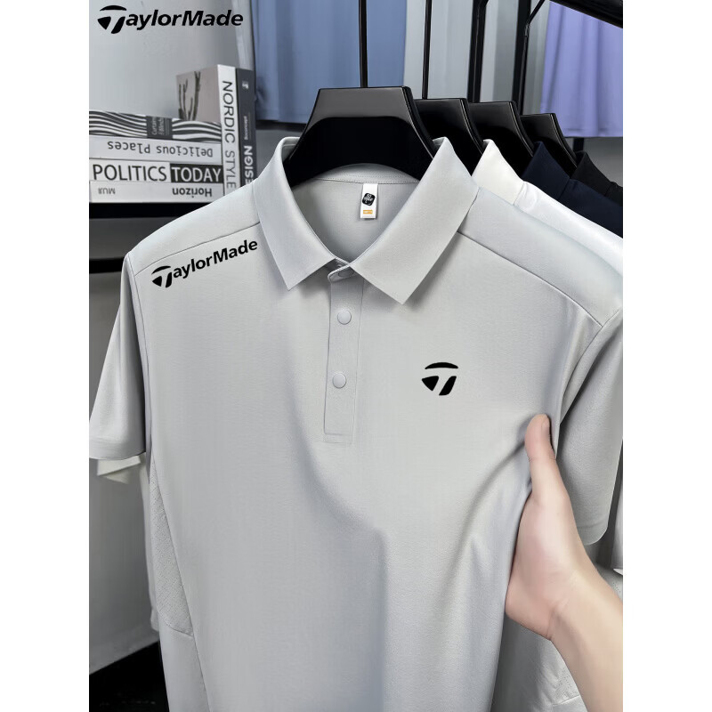 TAylorMade泰勒梅高尔夫男士凉感短袖翻领POLO衫夏季透气运动速干 宝蓝色 L 170 【适合120-140斤】