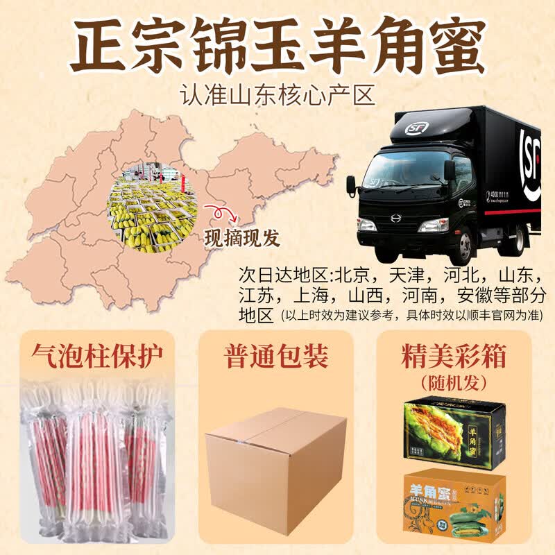 机林有果【顺丰】山东羊角蜜甜瓜新鲜水果大果脆香瓜当季时令现摘现发整箱 3斤中果【清甜如蜜】顺丰，净重2.8斤+