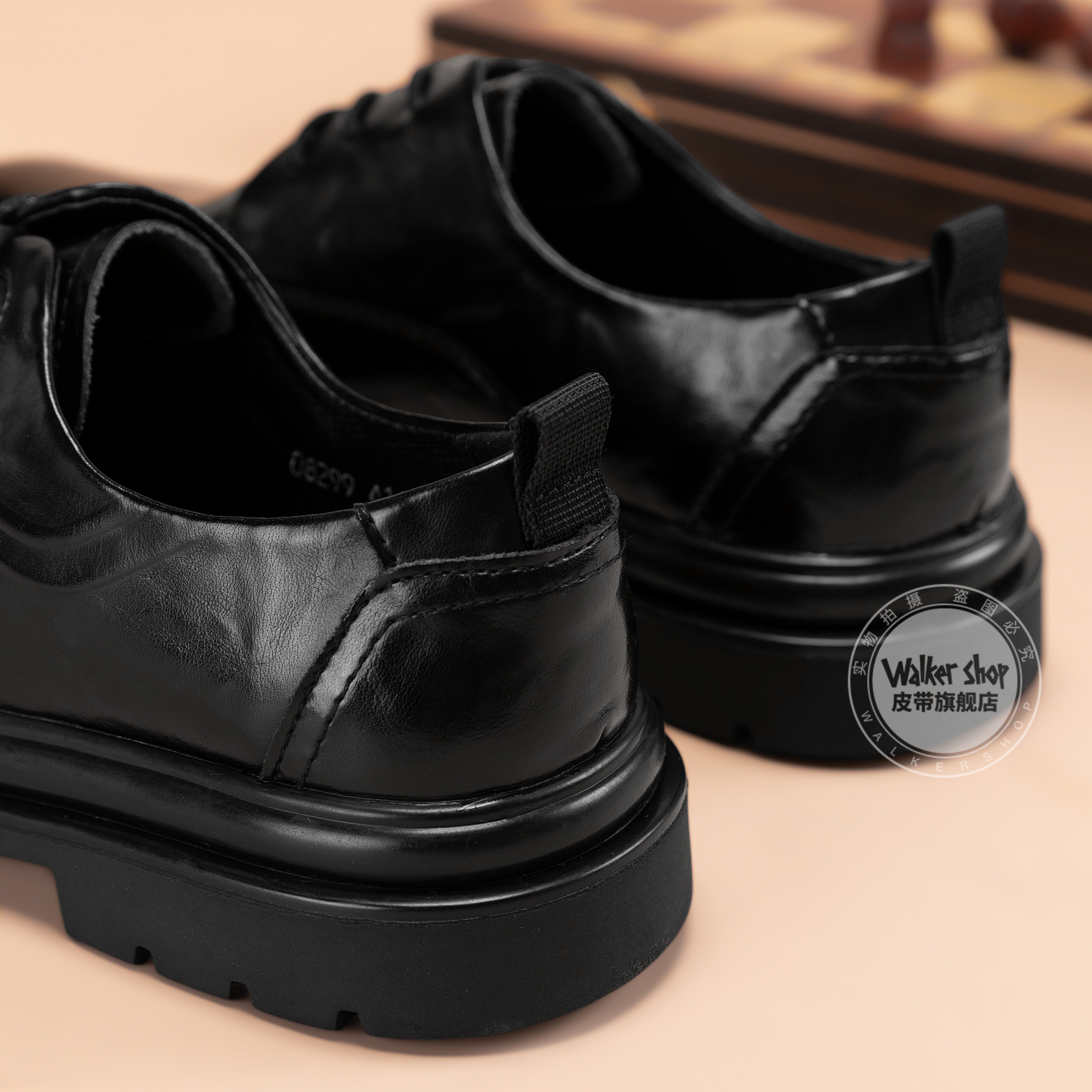 Walker Shop皮鞋男高端商务正装男士皮鞋2026新款休闲真皮透气软底内增高男鞋 黑色【内增高】 40