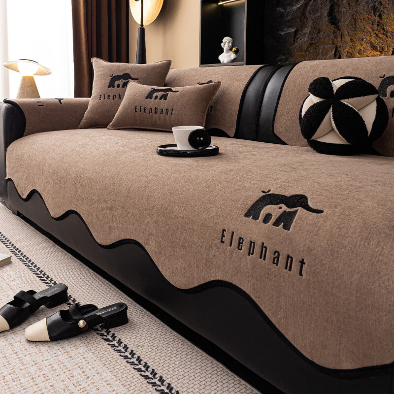 DONOYA 多罗亚轻奢高级感沙发垫四季通用防滑2026年新款沙发盖布巾防猫抓坐垫子 异形万象-卡其 70cm*70cm