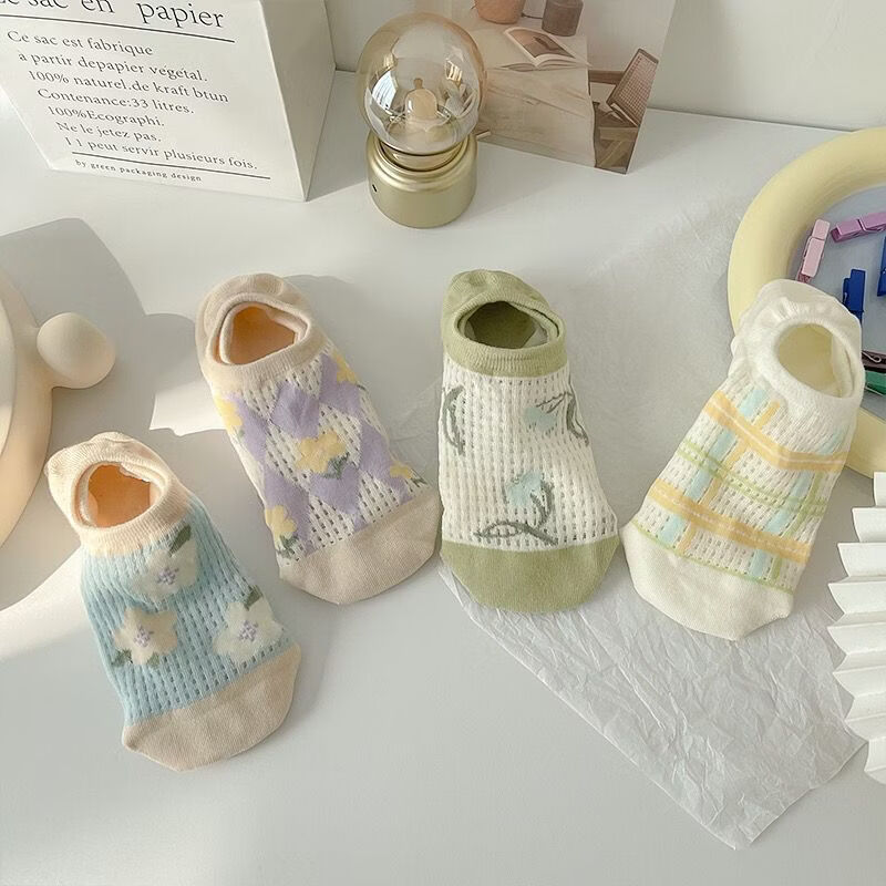 小红书同款镂空网眼AA 1+2+3+4+5 夏季薄款日系可爱隐形船袜女