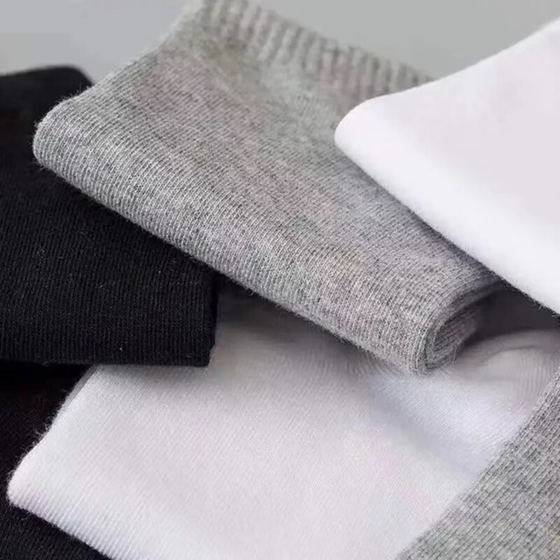 藤元井特惠-一次性袜子男短袜100双装中筒四季低帮运动透气学生船袜免洗 短筒[黑色+白色] 均码 拍20双实发20双