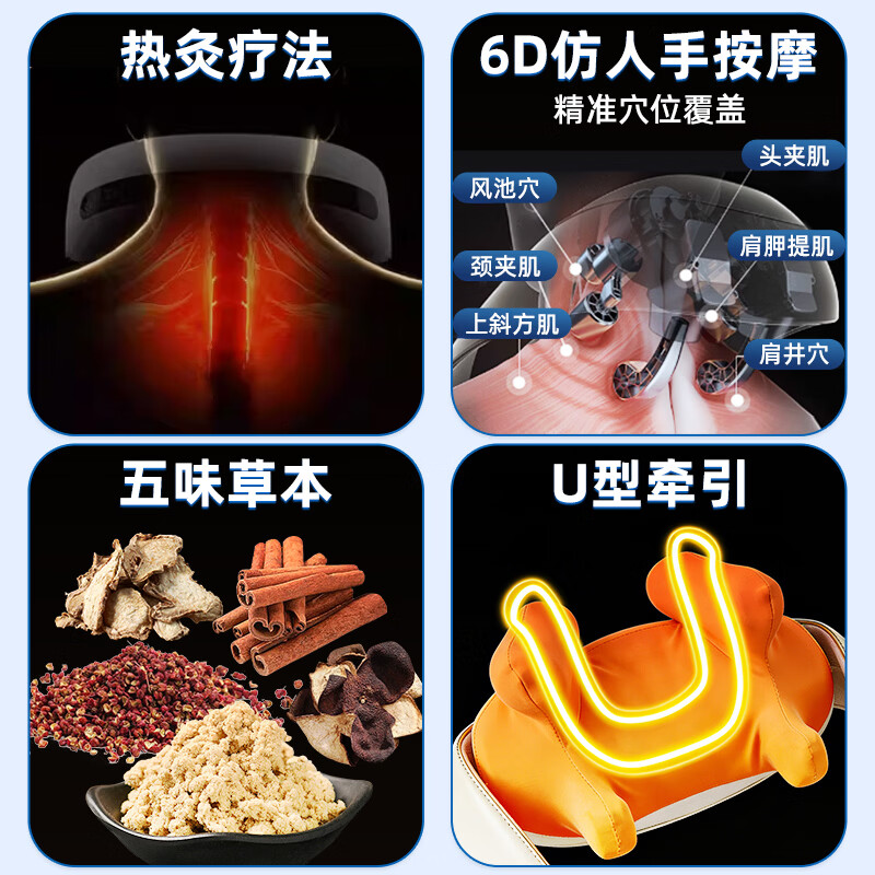 康立普（CANLIPE）颈椎按摩仪肩颈热敷理疗电动仿真人手颈椎专用疏通神器揉捏按摩器 颈部热垫式治疗仪+【艾绒包*18盒】