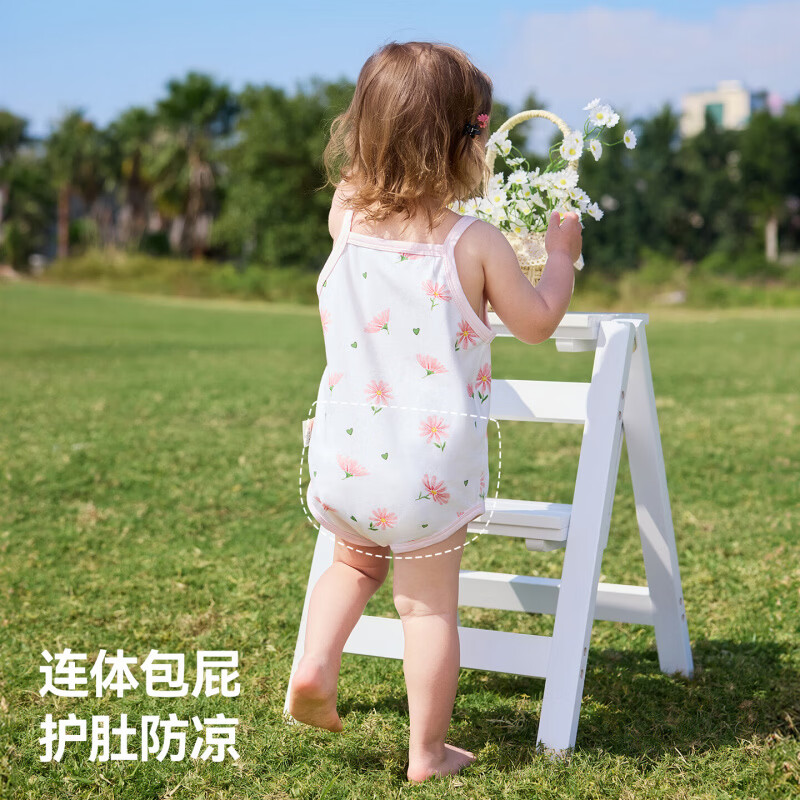 贝肽斯婴儿衣服夏季女新生儿宝宝纯棉包屁衣a类无袖连体衣哈衣 夏日果屋 -两件装 80cm