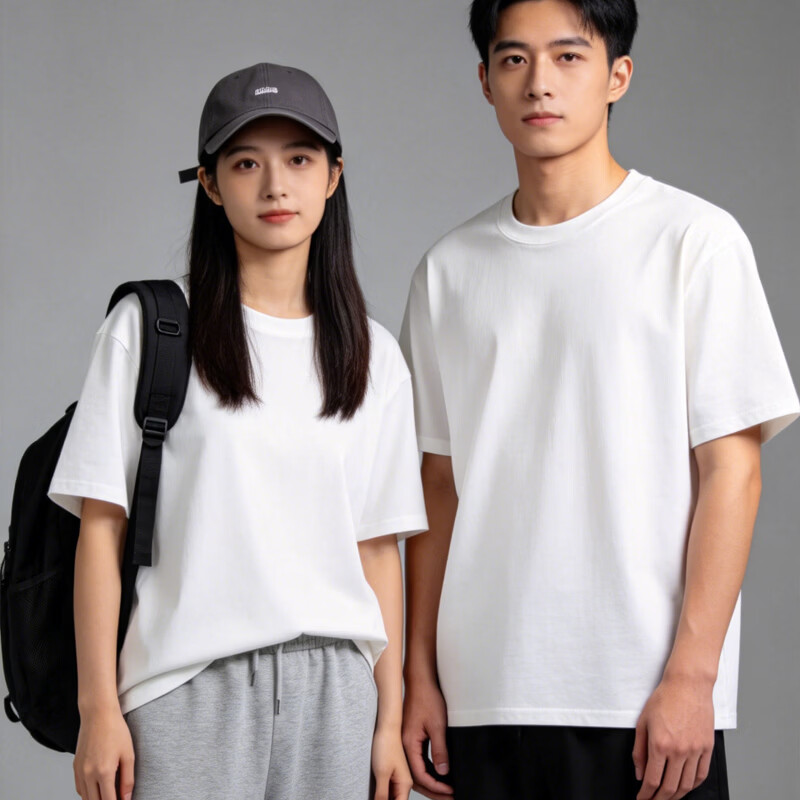 绒宇鑫200克精梳紧密新疆全棉春秋款宽松潮牌圆领长袖t恤男女纯棉打底衫 黑色 5XL （190-210）斤