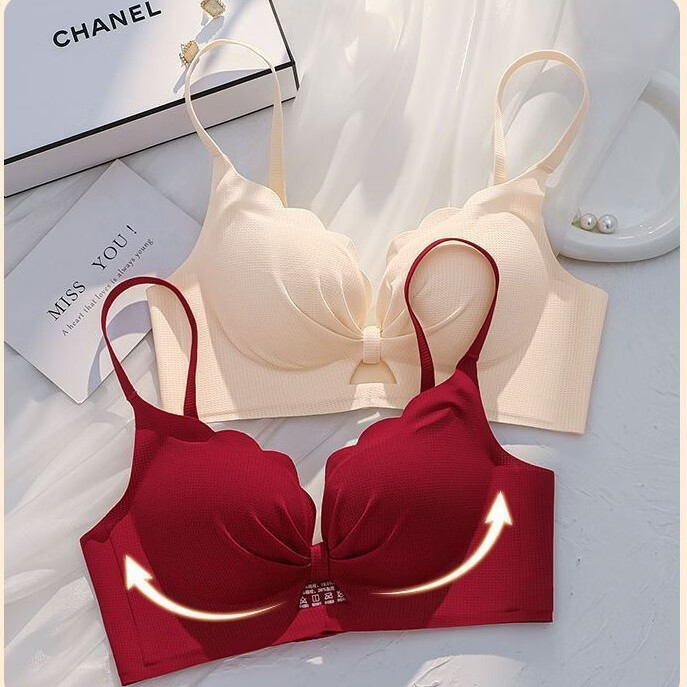 本命年套装红色内衣女小胸聚拢结婚新娘收副乳防下垂龙年内裤文胸 黑色【套装】 85A 38B【聚拢舒适】