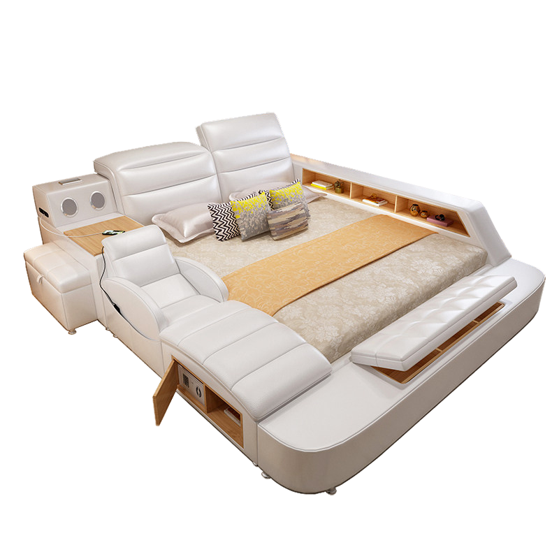 梵萨帝 床榻榻米床 现代简约卧室家具多功能带扶手按摩躺椅双人床婚床 单床(颜色备注) 功能普通版(不带按摩功能)