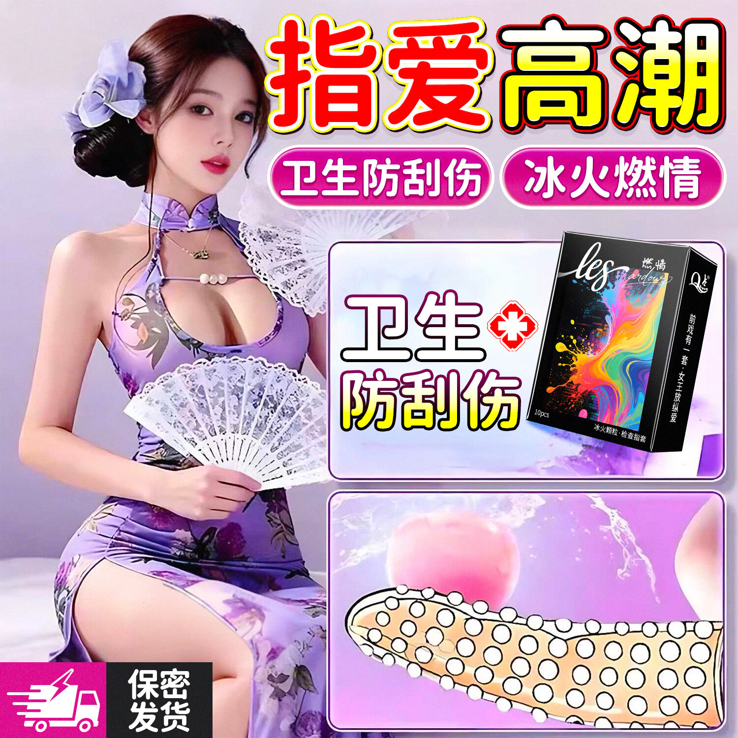 Q点情趣手指套le医用手指套男女私处专用自慰抠抠指交套计生前戏用品 情趣三合一【到手30只】燃情+指尖趣潮+失控颗粒