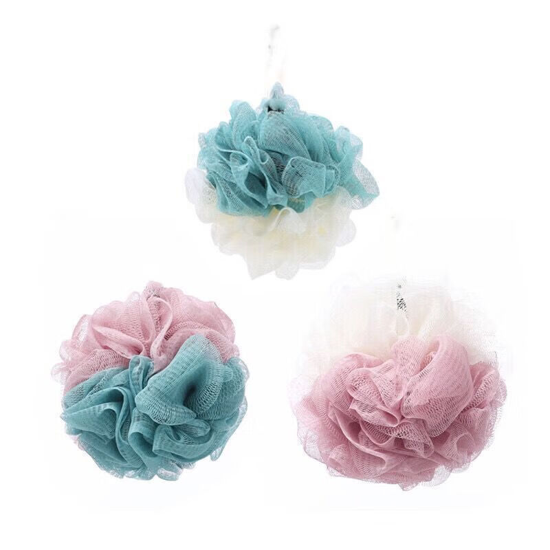 【实用】洗澡沐浴球耐用浴花散花长条沐浴花洗浴球洗澡球搓澡巾大 拉背沐浴条 洗澡搓背浴条-青色+米白-1条