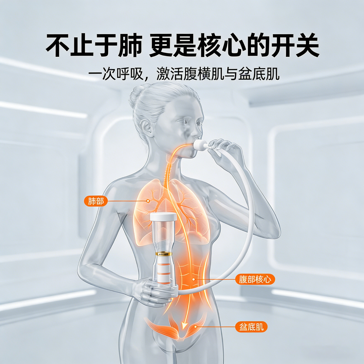 AiHYUTA呼吸哑铃鲸小七同款腹式肺活量训练仪器腹肌马甲线盆底肌瘦脸腹部 AiHYUTA升级款150g【加厚管壁-白色银环】