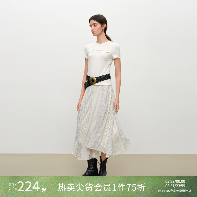 自巧【定格胶囊】自巧小个子设计感雪纺拼接格子半身裙女2026夏季新款 格纹印花 XXS （尺码：1）