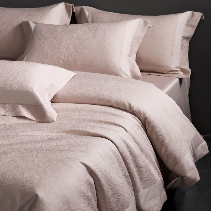 ROLAND LIVE全棉色织厚织浮雕大提花四件套简约高奢被套床单卧室裸睡床上用品 TGH 全棉提花四件套-弗罗伦萨米粉 1.5米床 床单款 【被套200*230cm】