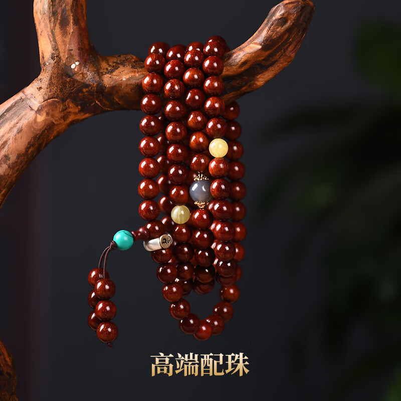 罗梅达尔 ROMMEDAL小叶紫檀手串福运珠手链印度满金星老料108颗佛珠手串男生日礼物 印度满天星小叶紫檀-珠径约6mm