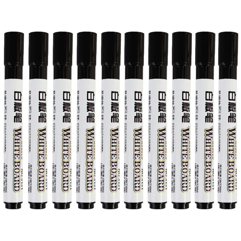 铅喜白板笔可擦写儿童绘画彩色黑板笔涂鸦画笔写字易书写速干大容量黑红蓝大头笔物流快递工地玻璃办公 黑色10支