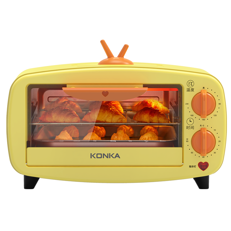 康佳（KONKA） 电烤箱小型家用多功能双层小烤箱 12L容量蛋糕面包烘焙干果机空气炸烤箱 12L柠檬黄10046340207648