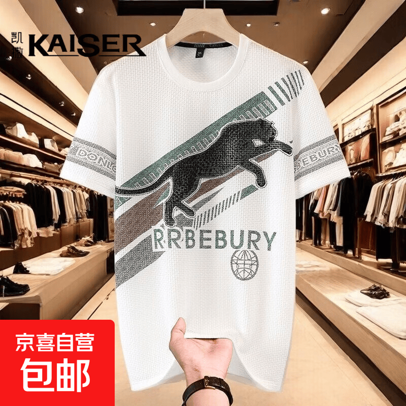 冰丝短袖T恤男士2026夏季新款高端美式潮牌套头圆领半袖体恤上衣 CSF/B09白色 （清仓捡漏跑量款） L （建议105-120斤内）